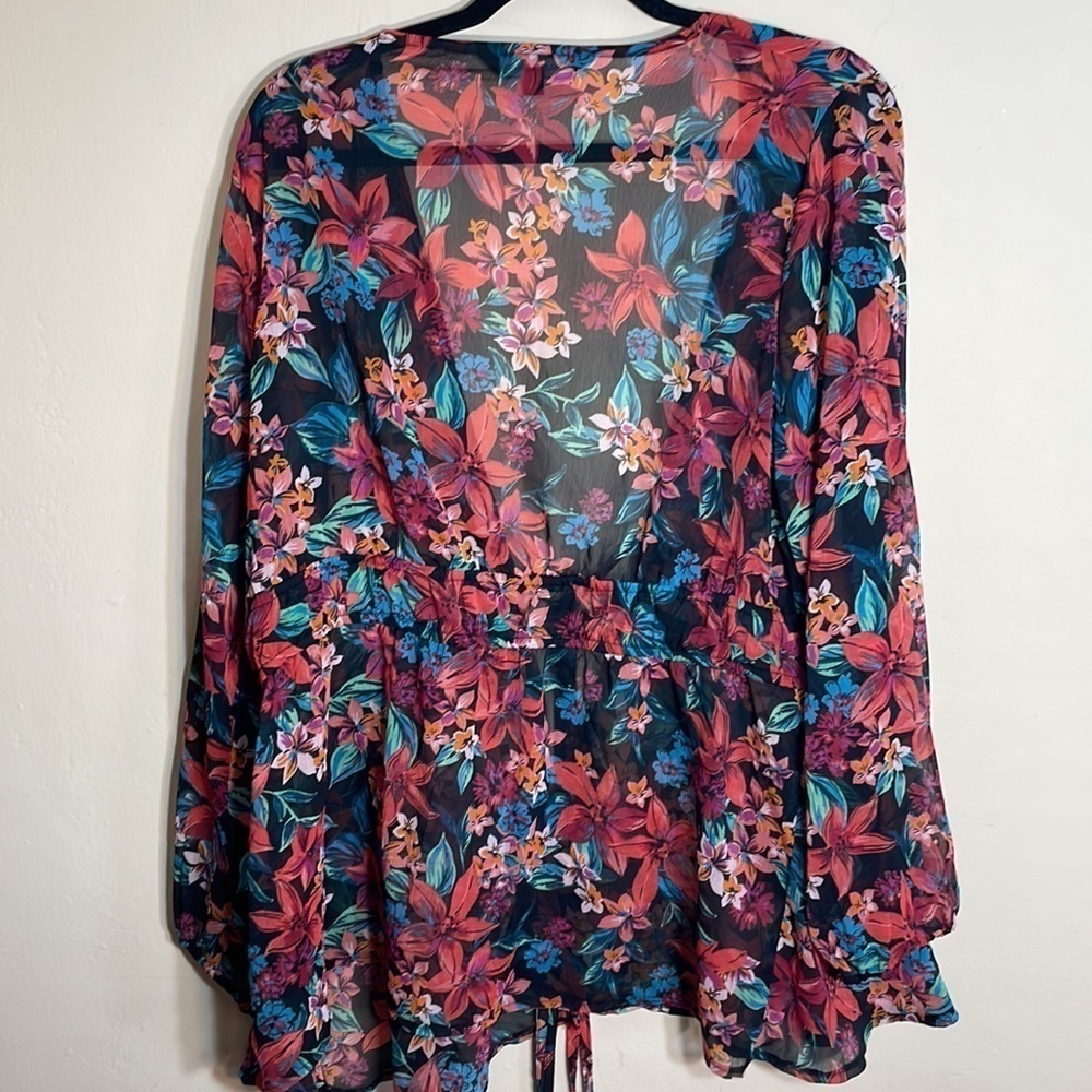 Asos Curve Simplybe tie front kimono blouse floral print US14 - Picture 9 of 9